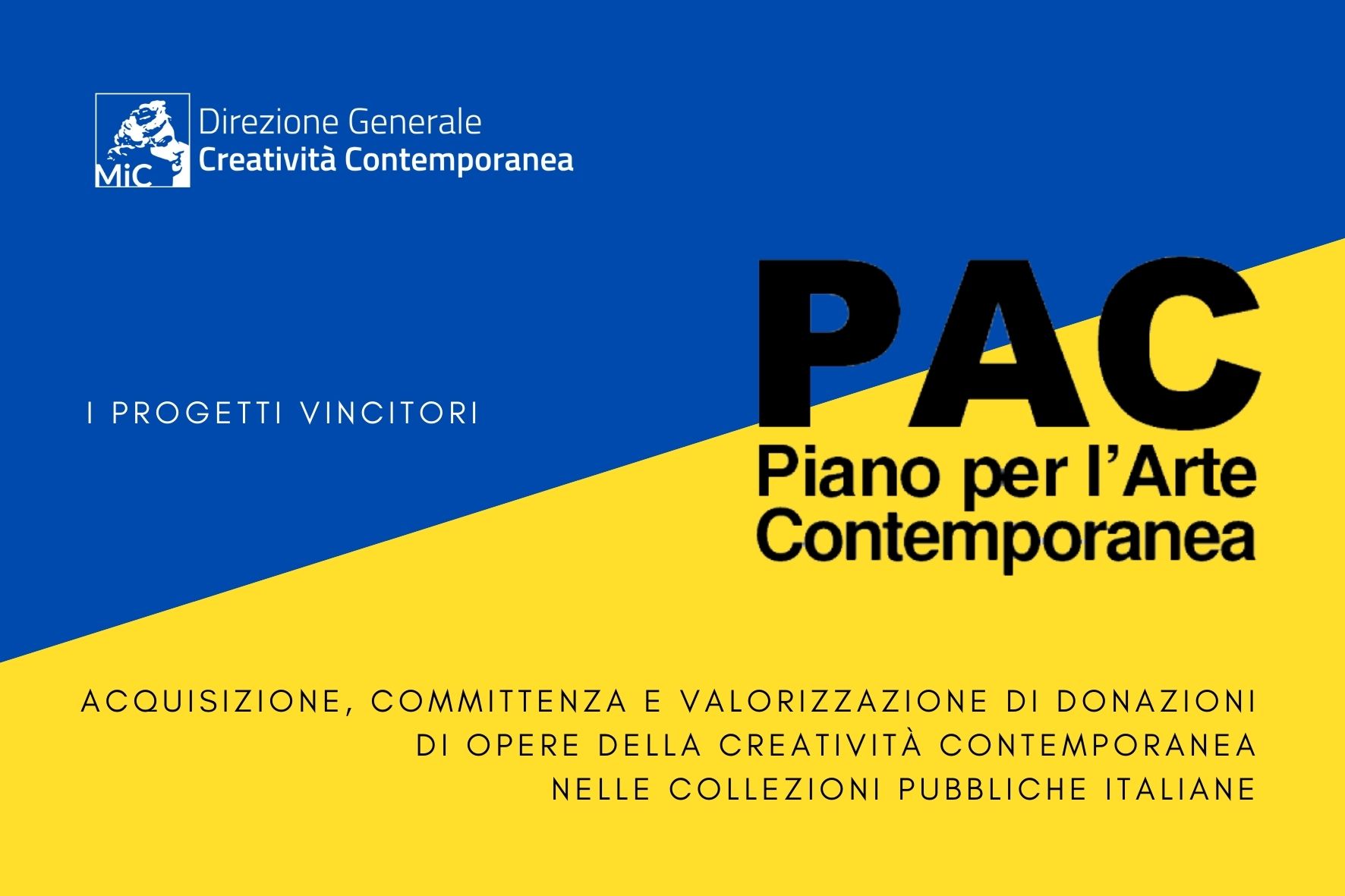 PAC – PIANO PER L’ARTE CONTEMPORANEA, 33 I PROGETTI SELEZIONATI PER L’ACQUISIZIONE, LA COMMITTENZA E LA VALORIZZAZIONE DI DONAZIONI DI OPERE DELLA CREATIVITÀ CONTEMPORANEA NELLE COLLEZIONI PUBBLICHE ITALIANE