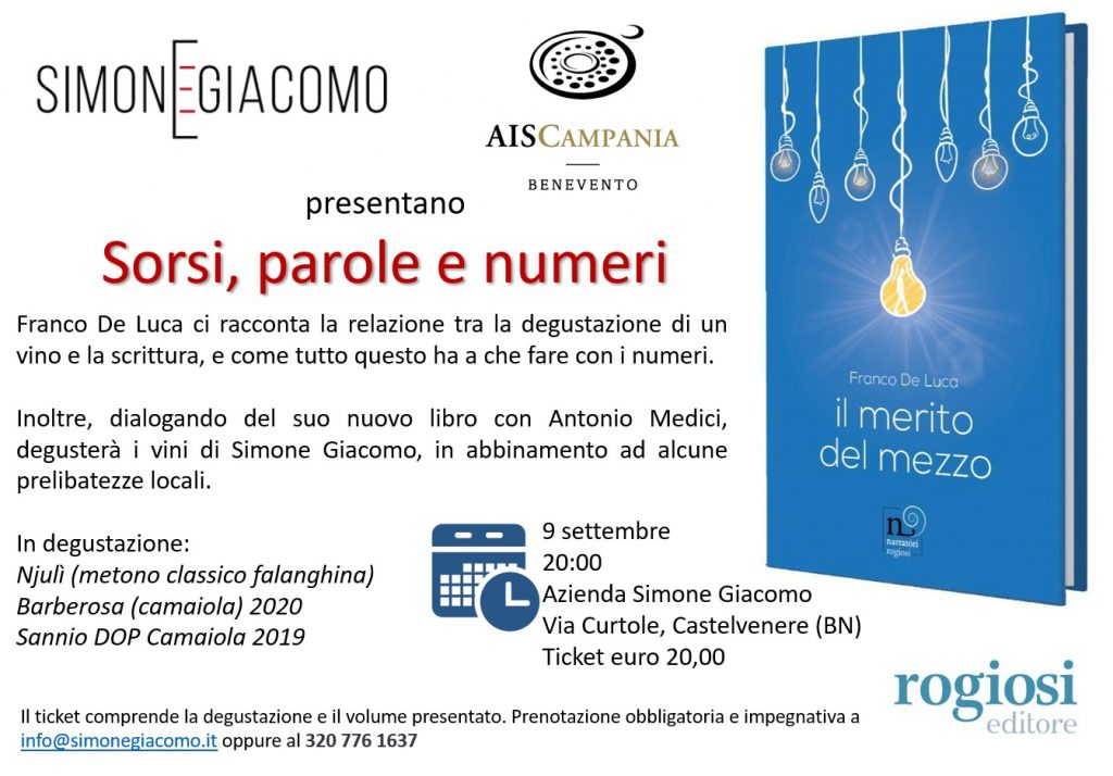 ESISTE UN NESSO TRA LIBRI, NUMERI E VINI? IL 9 SETTEMBRE SE NE PARLA NELLA CANTINA SIMONE GIACOMO