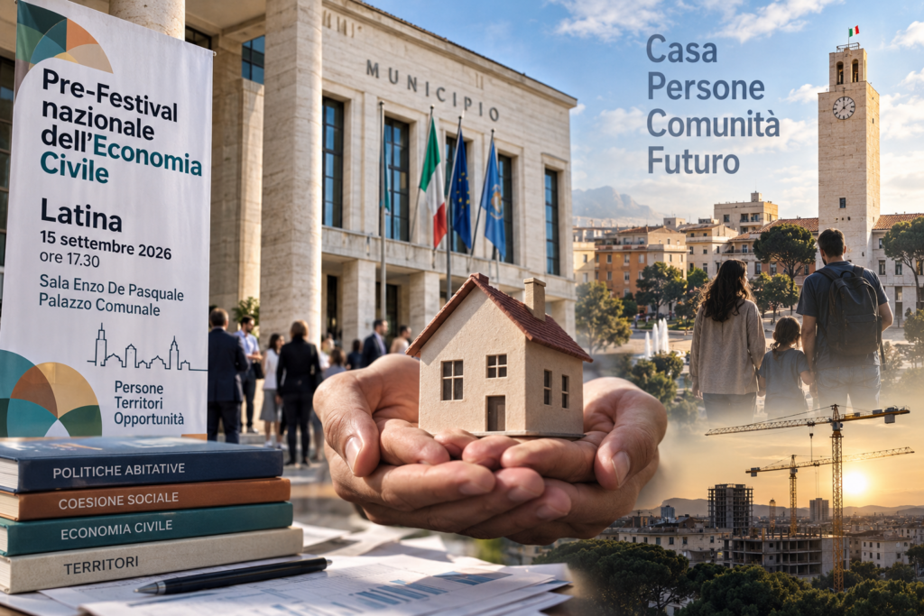 A LATINA IL PRE-FESTIVAL DELL’ECONOMIA CIVILE, LA CASA DIVENTA IL TERMOMETRO DELLA TENUTA SOCIALE